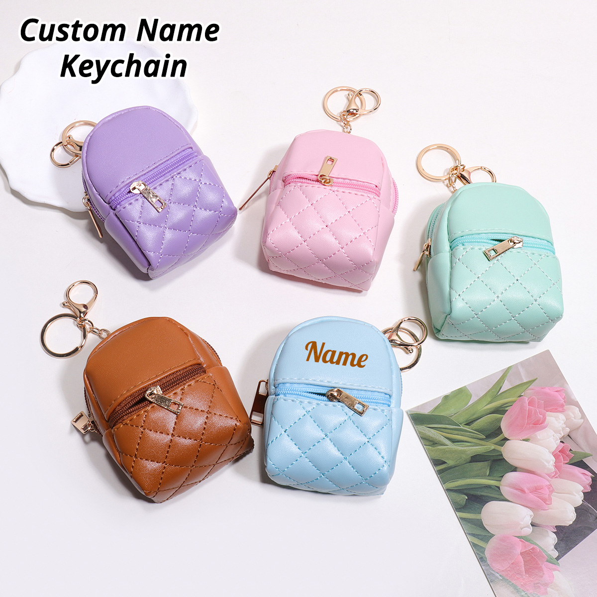 Wallet Chain Bag - Mini aangepaste naam sleutelhanger portemonnee gepersonaliseerde