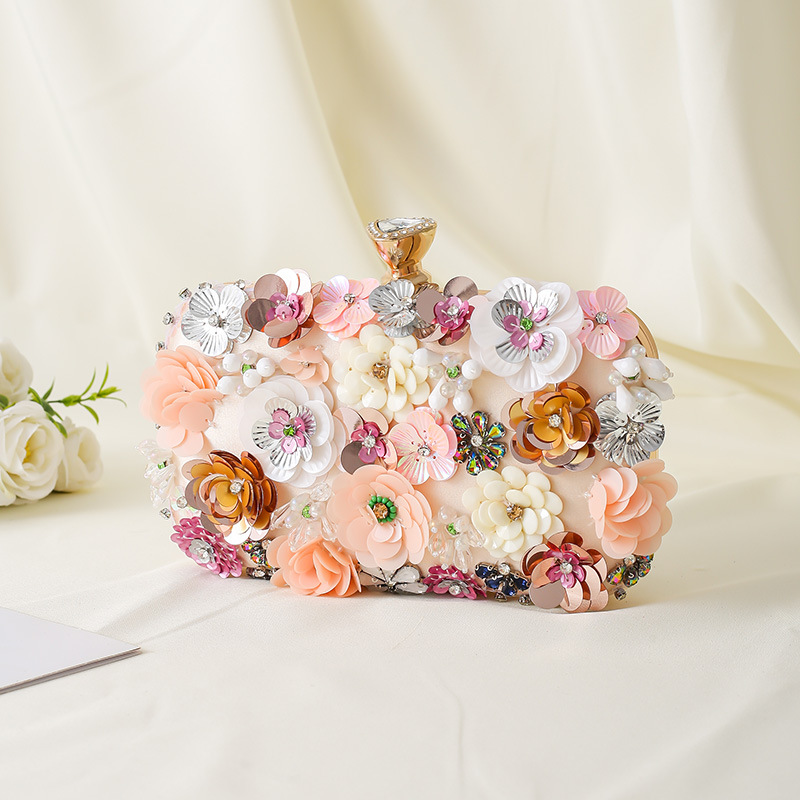 Wallet Chain Bag - Bloemen Avond Diner Handtas Kralen Bloem