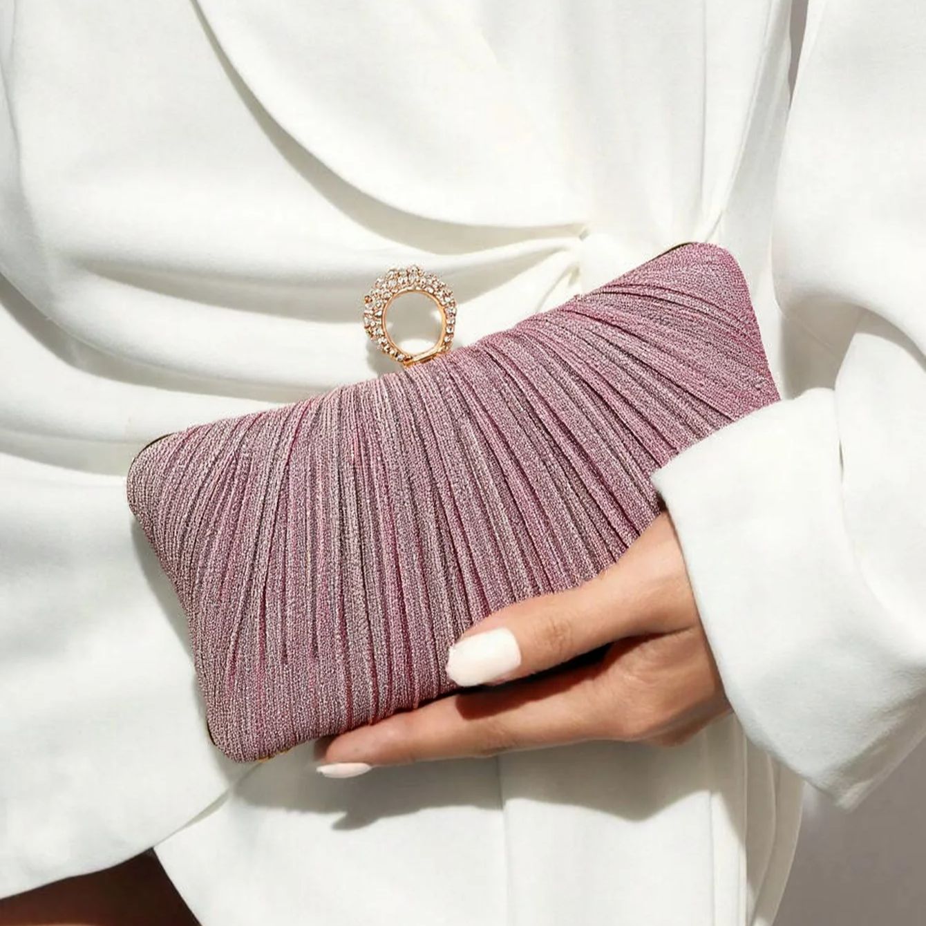 Wallet Chain Bag - Valentijnsdag avondtassen vingerring diamanten clutch ruches